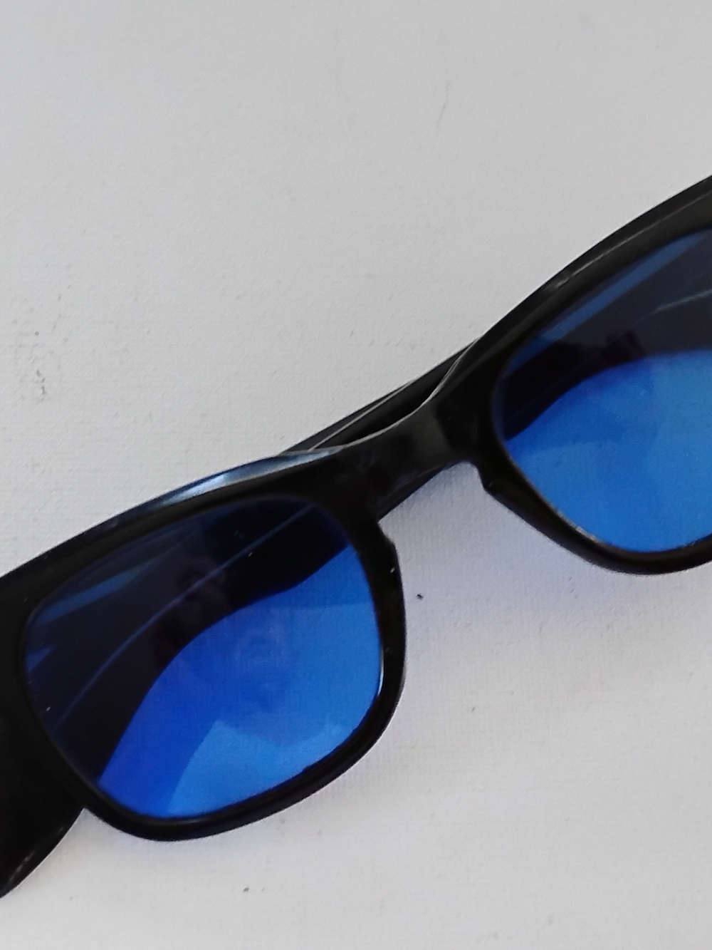 Rare Vintage Black Sunglasses w/Blue Glass Lenses Japan NOS